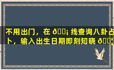 不用出门，在 🐡 线查询八卦占卜，输入出生日期即刻知晓 🐦 ！